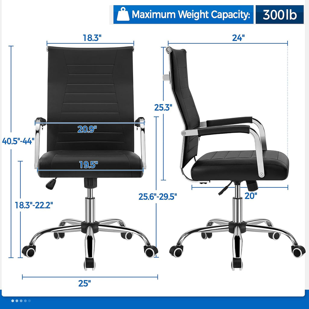 Ribbed PU Leather Swivel Office Chair