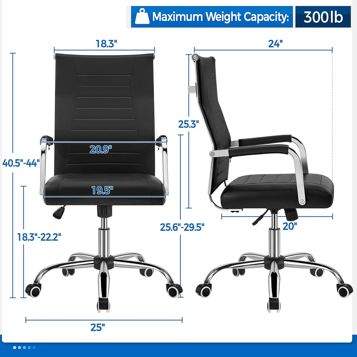 Ribbed PU Leather Swivel Office Chair