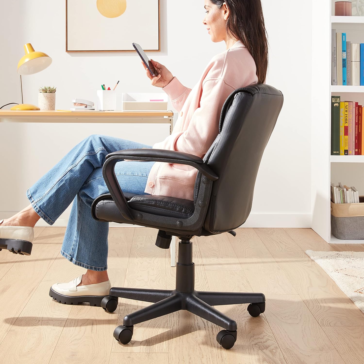 Mid-Back Faux Leather Office Task Chair