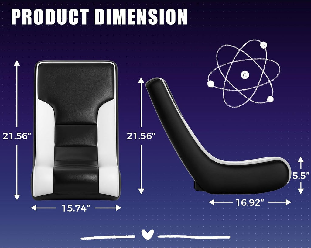 Black & White Adjustable Floor Rocker Gaming Chair
