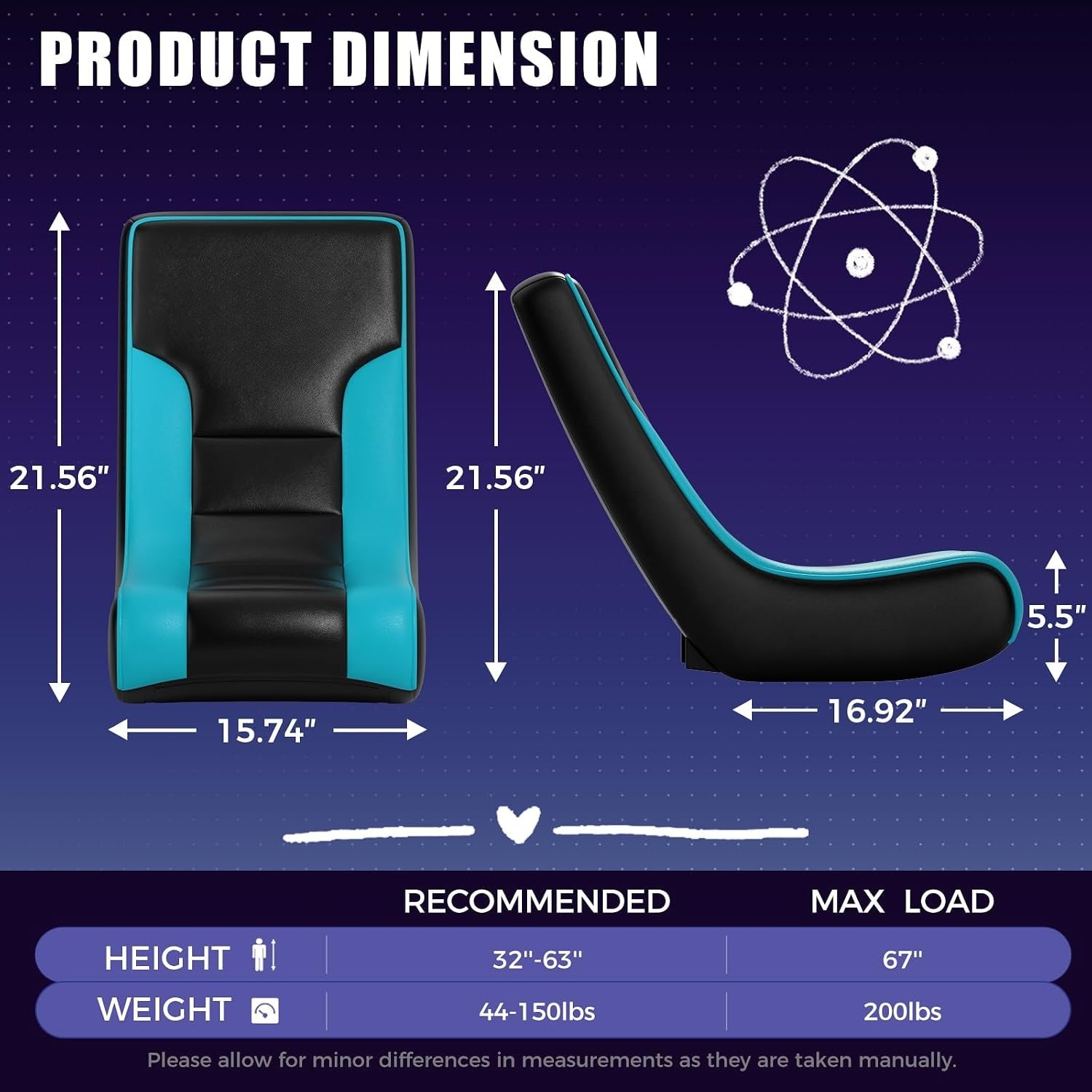 Blue Adjustable Floor Rocker Gaming Chair